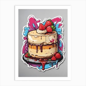 Cake With Strawberries Art Print