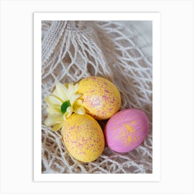 Easter Eggs On A Net Art Print