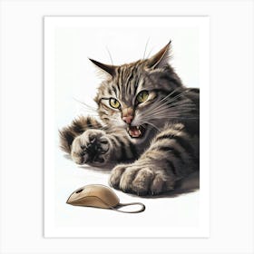 Cat With Mouse Art Print