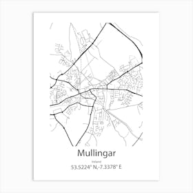 Mullingar,Ireland Minimalist Map Art Print