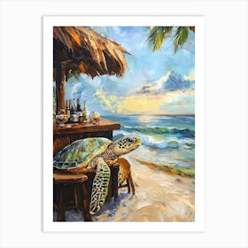 Sea Turtle At The Beach Bar 8 Art Print