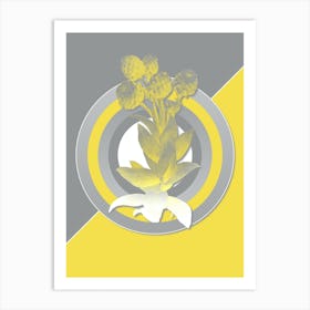 Vintage Cudweeds Botanical Geometric Art in Yellow and Gray n.057 Art Print