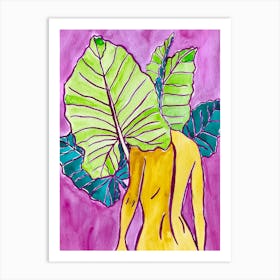 Nude With Leaves Art Print