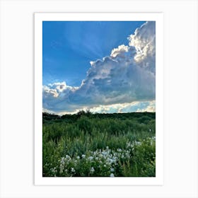 Cumulus Clouds Dominating A Spring Landscape Sunlight Peeks Through The Overcast Sky Casting A Mos (3) Art Print