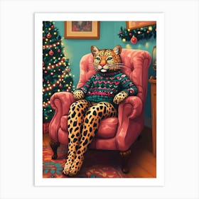 Christmas Leopard 3 Art Print