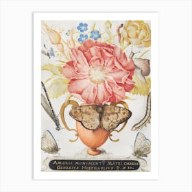 Still Life With Flowers, A Snail And Insects, Joris Hoefnagel Art Print