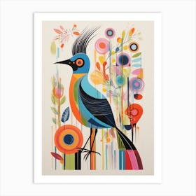 Colourful Scandi Bird Roadrunner 4 Art Print