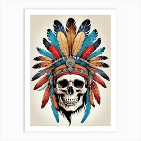 Skull Indian Headdress (20) Art Print
