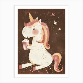 Muted Pastels Unicorn Eating Popcorn 1 Art Print