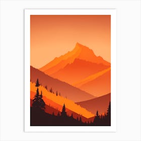 Misty Mountains Vertical Composition In Orange Tone 278 Art Print