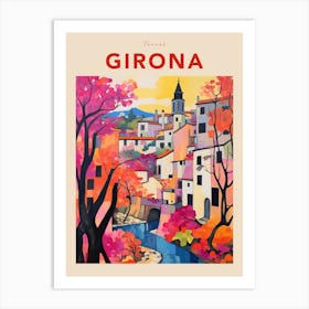 Girona Spain 3 Fauvist Travel Poster Art Print