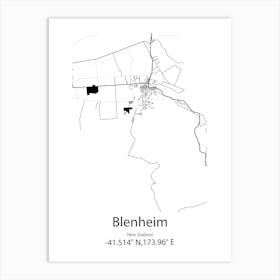 Blenheim,New Zealand Minimalist Map Art Print