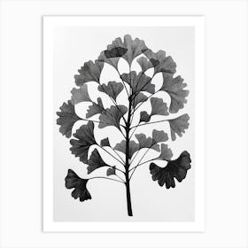 Ginkgo Tree Simple Geometric Nature Stencil 4 Art Print