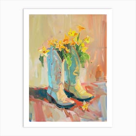 Cowboy Boots And Wildflowers Cowslip Art Print