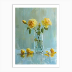 Yellow Roses In A Vase 3 Art Print