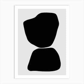 Minimalist Black And White Silhouette Of A Rock Art Print