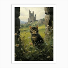 Cat In Front Of A Medieval Castle 3 Art Print