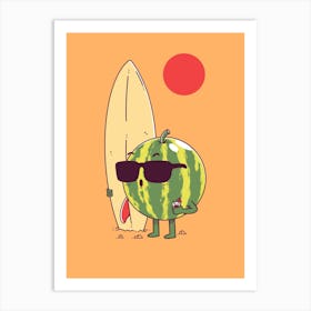 Watermelon Surf Art Print