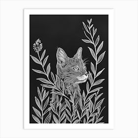 Highlander Cat Minimalist Illustration 1 Art Print