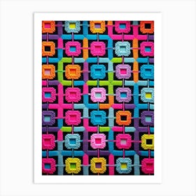 Modern Crochet Neon 1  Art Print