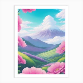 Pink Flowers In The Mountains 1 Art Print