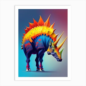 Styracosaurus 1 Primary Colours Dinosaur Art Print