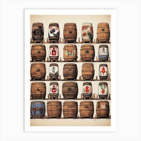 Sake Barrels Japanese 7 Art Print