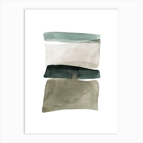 Sage Green Abstract Shapes Art Print