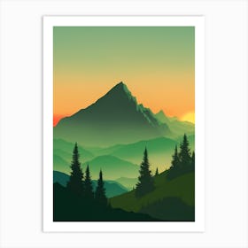 Misty Mountains Vertical Background In Green Tone 8 Art Print