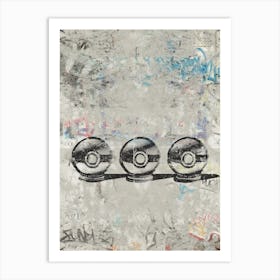 Monochrome Graffiti style Poke Balls Art Print