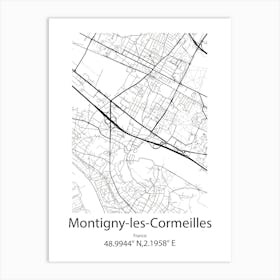 Montigny Les Cormeilles,France Minimalist Map Art Print