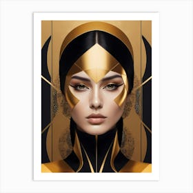 Geometric Woman Portrait Luxury Gold (1) Art Print