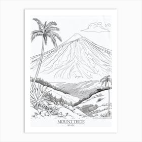 Mount Teide Spain Color Line Drawing 4 Poster Art Print