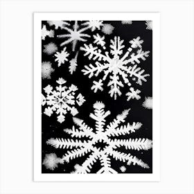 Irregular Snowflakes, Snowflakes, Black & White 1 Art Print