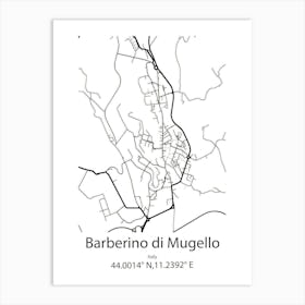 Barberino Di Mugello,Italy Minimalist Map Art Print