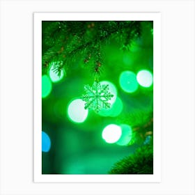 Decorative Spot Green Illumination Holiday Bright Snowflake Highlight Festive High Coloured (18) Art Print