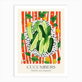 Marche Aux Legumes Cucumbers Summer Illustration 3 Art Print