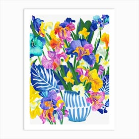 Iris Modern Colourful Flower Art Print
