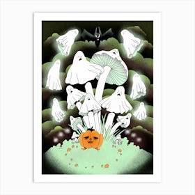 Ghost Mushrooms Art Print