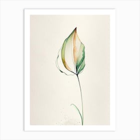 Tulip Leaf Minimalist Watercolour 2 Art Print