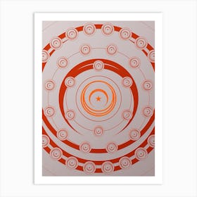 Geometric Abstract Glyph Circle Array in Tomato Red n.0118 Art Print