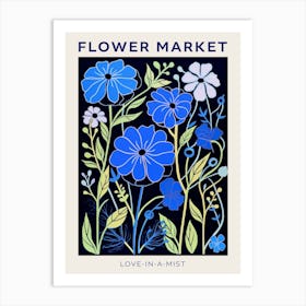 Blue Flower Market Poster Nigella Love In A Mist 1 Art Print