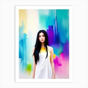 Asian Girl In White Dress Art Print