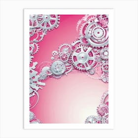 Pink Background With Gears Art Print