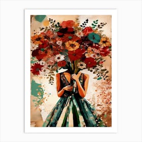 Woman With Flowers Art Print