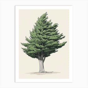 Cypress Tree Pixel Illustration 4 Art Print