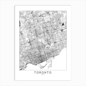 Toronto White Map Art Print