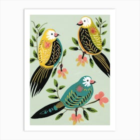 Folk Style Bird Painting Budgerigar 1 Art Print