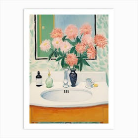 Bathroom Vanity Painting With A Chrysanthemum Bouquet 3 Art Print