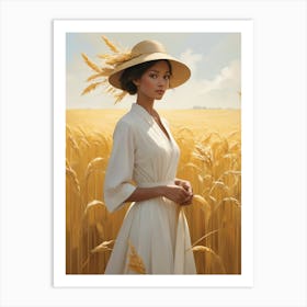 Woman In A Wheat Field Art Print